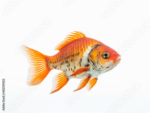 Generative IA illustration of goldfish against white background