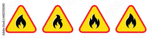 Fire warning icon. Flammable icon, vector illustration