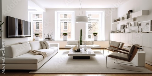Chic Modern Living Room Interior AI Generated Generative AI © ArquitecAi