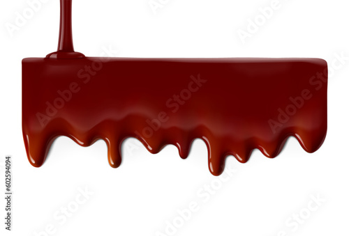 Hyper realistic melted chocolate drops. Vector illustration isolated on white background. Сan easily be used for different backgrounds. Great for your design. EPS10.