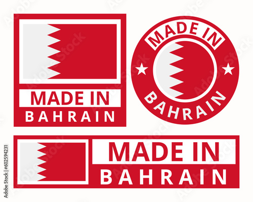 Vector set made in Bahrain design product labels business icons illustration