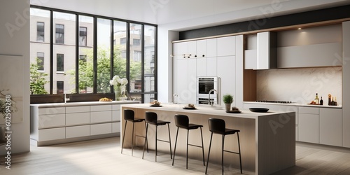 Sleek Modern Kitchen Interior Design AI Generated