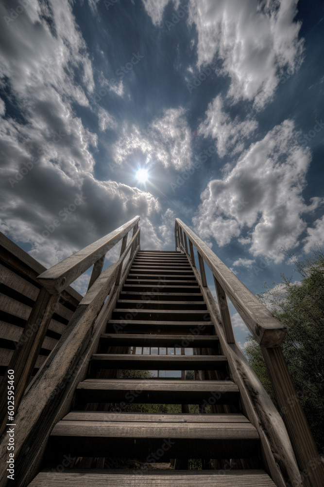 Fototapeta premium Stair to the sky generative AI