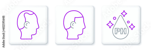 Set line Oil for hair care treatment, Baldness and Hairstyle icon. Vector