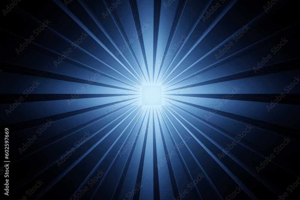 Metallic bars forming a sci-fi tunnel with a radial pattern. Illustration as a design element for web design backgrounds and slide show wallpapers