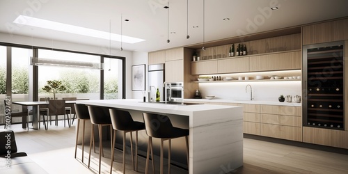 Sleek Modern Kitchen Interior Design AI Generated