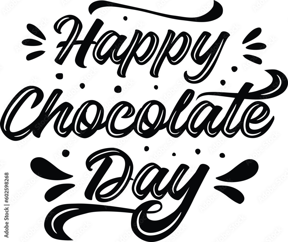 Happy Chocolate Day hand lettering vector illustration isolated on white. ZIP file contains EPS, JPEG and PNG formats. Happy Chocolate Day hand lettering vector illustration isolated on white. ZIP file contains EPS, JPEG and PNG formats.