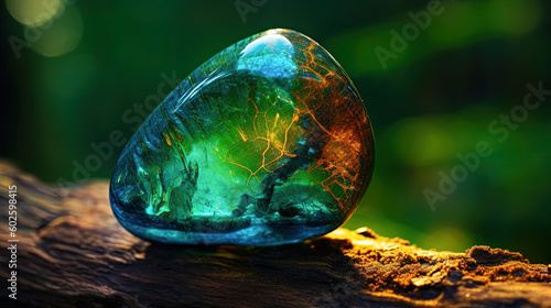 Polished Chrysocolla crystal. Rare precious gemstone. Generative AI photo