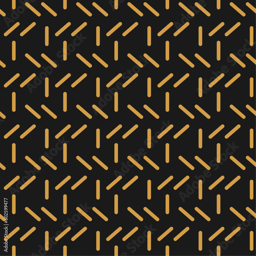 Seamless pattern background with geometric lines. Vector abstract pattern in gold on a black background