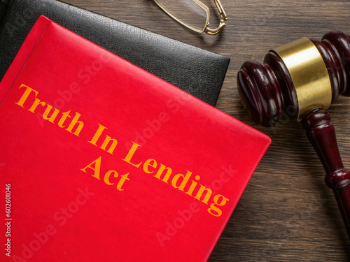 Fényképezés Book truth in lending act TILA and gavel.