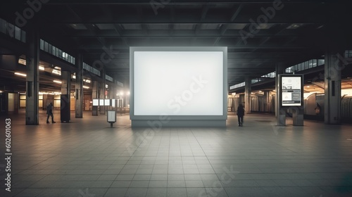 Blank billboard at trainstation made with Ai generative technology