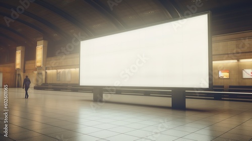 Blank billboard at trainstation made with Ai generative technology photo