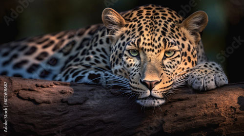 A leopard in the wild is looking at the camera