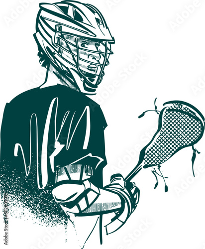 lacrosse player vector sketch illustration