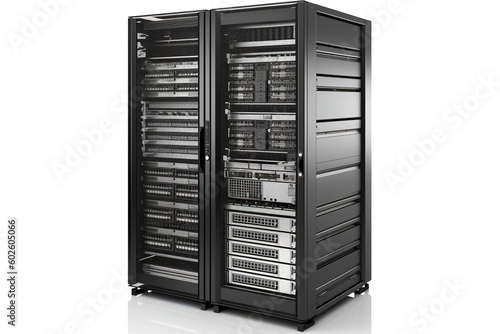 server rack isolated on white background. Generated by AI photo
