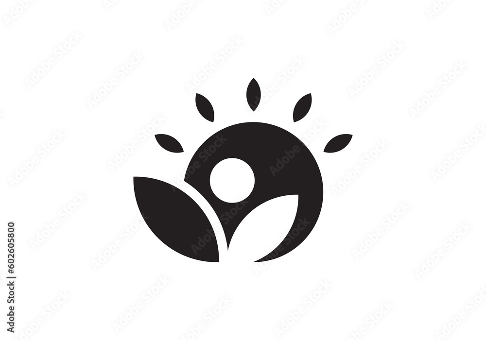 leaf and sun in the shape of circle abstract logo icon vector leaf and sun in the shape of circle abstract logo icon vector