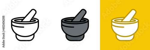 Mortar Icon, The Mortar icon represents a traditional kitchen tool used for grinding and mixing spices, herbs, and other ingredients.