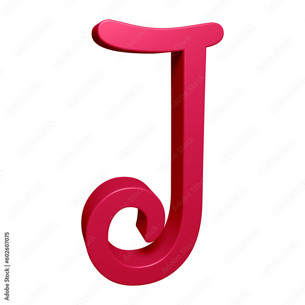 Pink alphabet letter j in 3d rendering for education concept Pink alphabet letter j in 3d rendering for education concept