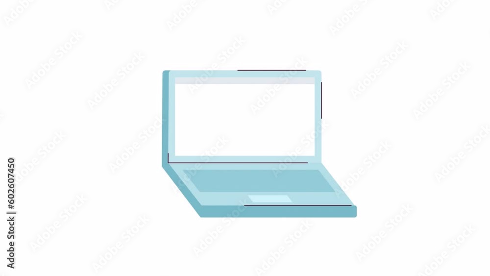 Animated laptop with blank screen. Flat cartoon style icon 4K video footage for web design. Floating notebook isolated colorful object animation on white background with alpha channel transparency Animated laptop with blank screen. Flat cartoon style icon 4K video footage for web design. Floating notebook isolated colorful object animation on white background with alpha channel transparency