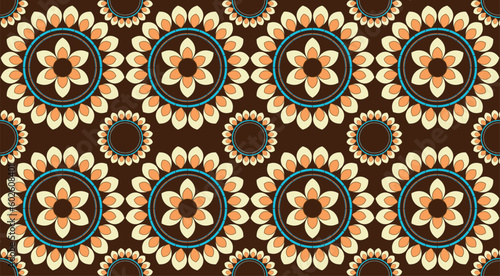 Seamless pattern with ethnic mandalas. Indian motifs.