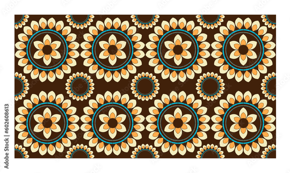 Seamless pattern with ethnic mandalas. Indian motifs.