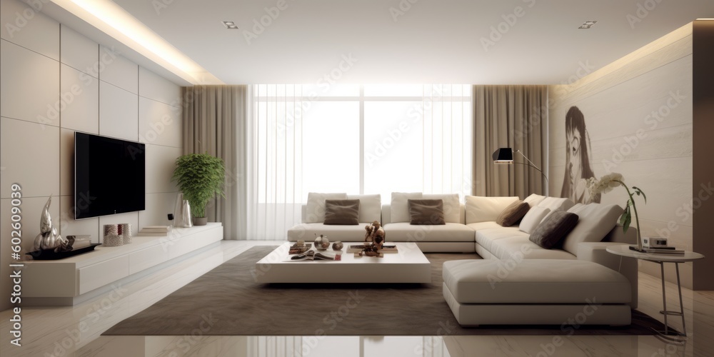 Chic Modern Living Room Interior AI Generated