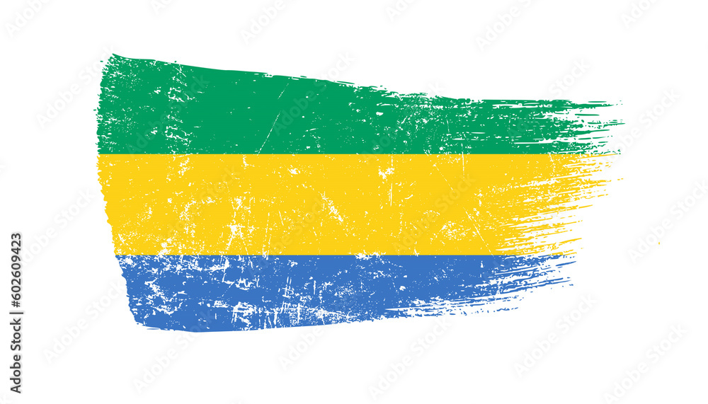 Obraz premium Gabon Flag Designed in Brush Strokes and Grunge Texture