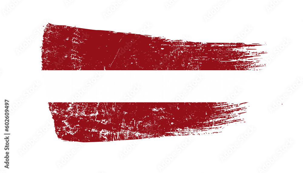 Latvia Flag Designed in Brush Strokes and Grunge Texture