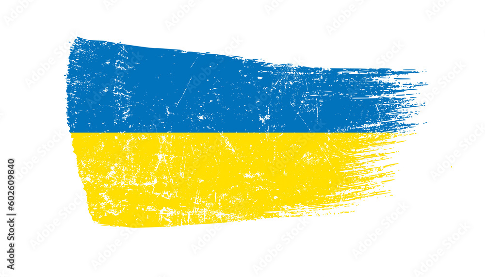 Obraz premium Ukraine Flag Designed in Brush Strokes and Grunge Texture