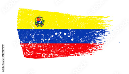 Venezuela Flag Designed in Brush Strokes and Grunge Texture