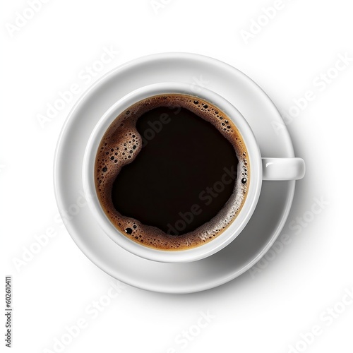 Isolated Hot Black Coffee  White Cup. Generative AI