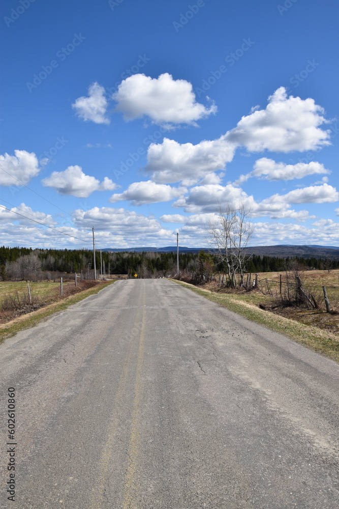 A country road in spring, Québec, Canada
