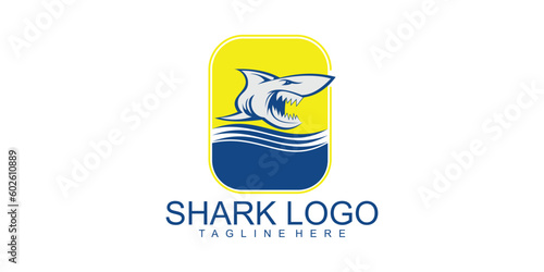 Simple shark logo design with unique concept premium vector