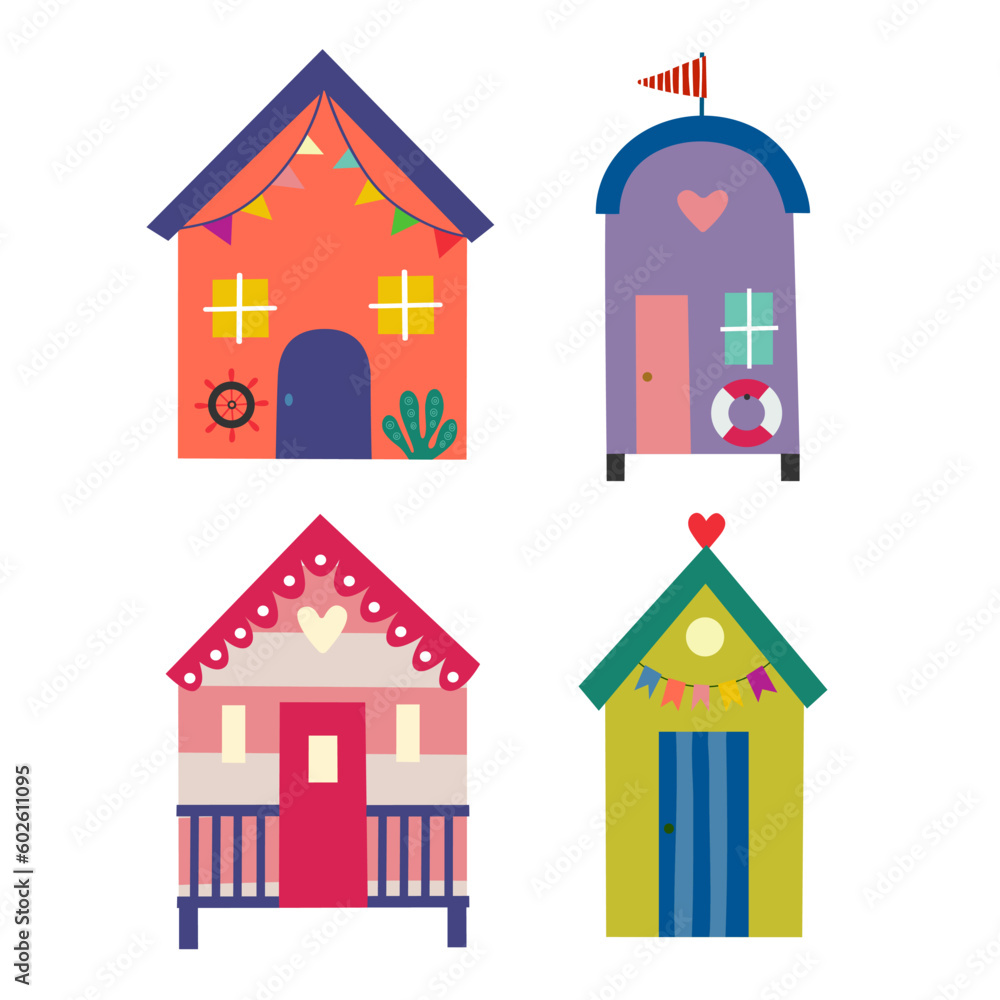 Beach house image set vector illustration. Beach house image set vector illustration.