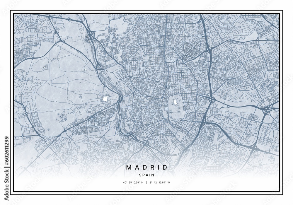 Madrid Map Wall Art | Madrid Spain Map Art, Map Wall Art, Digital Map Art