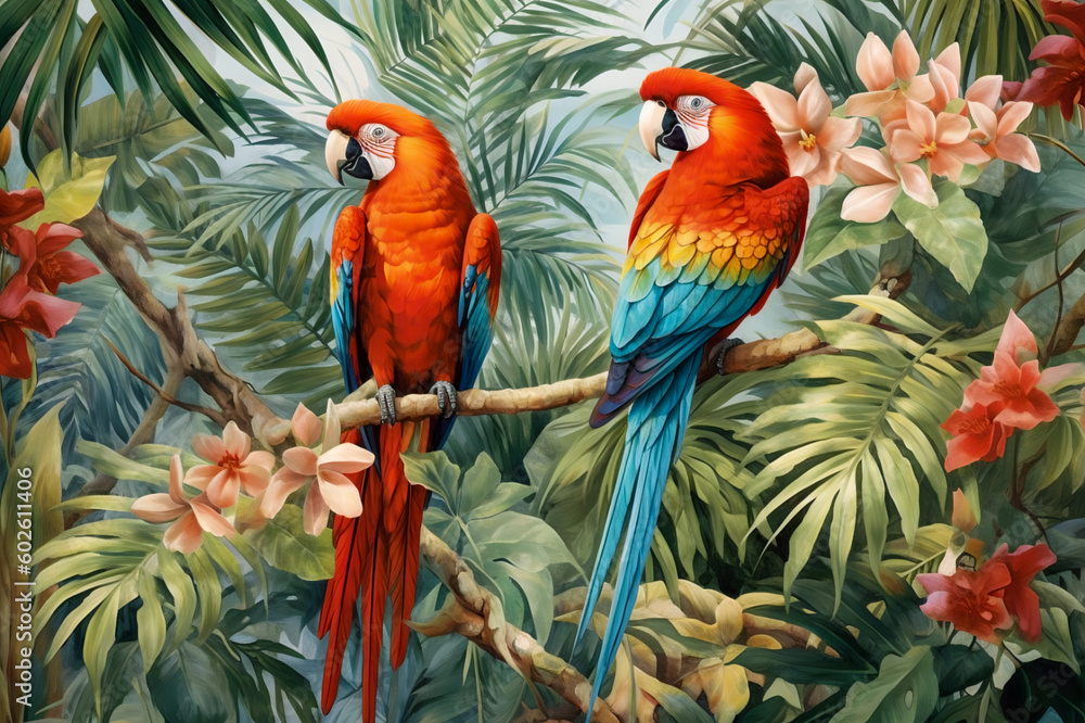 Tropische Vögel in Regenwald
