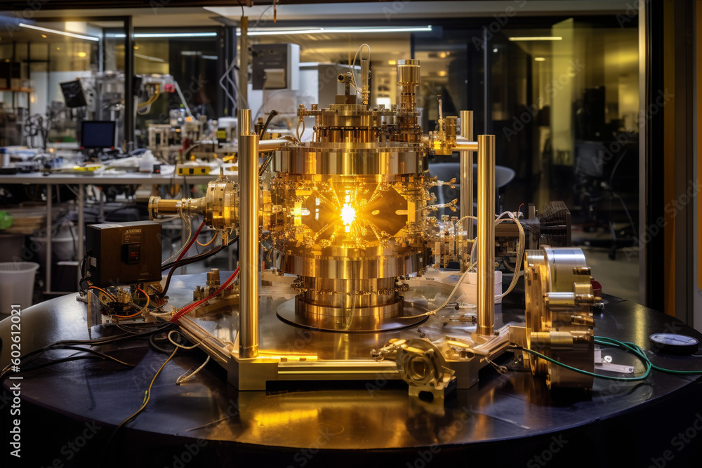A quantum computing lab with superconducting qubits stored in cryogenic