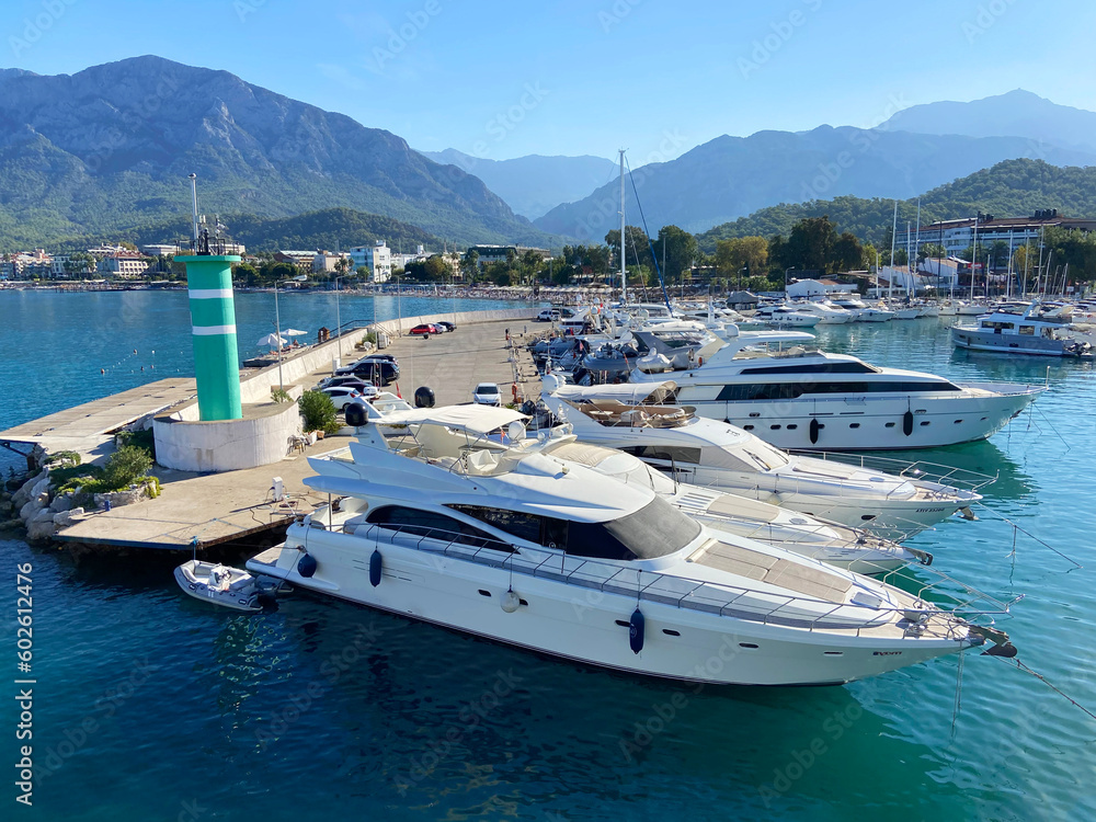 Turkey, Antalya, Many luxury yachts in harbour, Yachts and Boats in marina