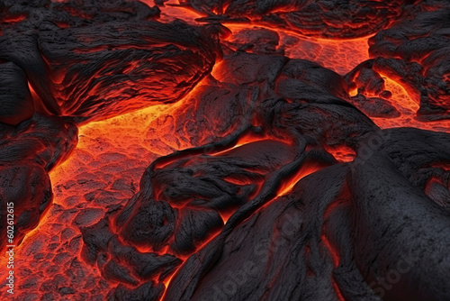3D Render Molten Lava Texture Background. Lava was in the cracks of the earth to view the texture