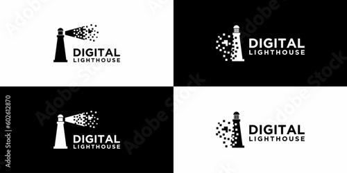 Digital Lighthouse logo designs, simple, easy to use. vector EPS 10.