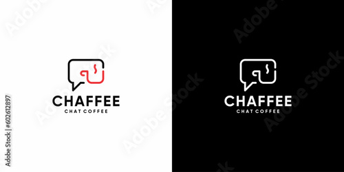 Chat coffee logo design, simple, easy to use. vector EPS 10.
