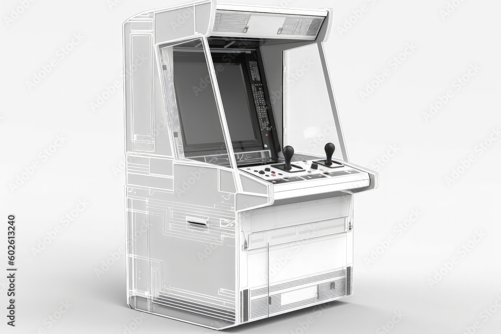 Arcade machine, 80s and 90s, retro, nostalgia concept, digital illustration. Generative AI Arcade machine, 80s and 90s, retro, nostalgia concept, digital illustration. Generative AI