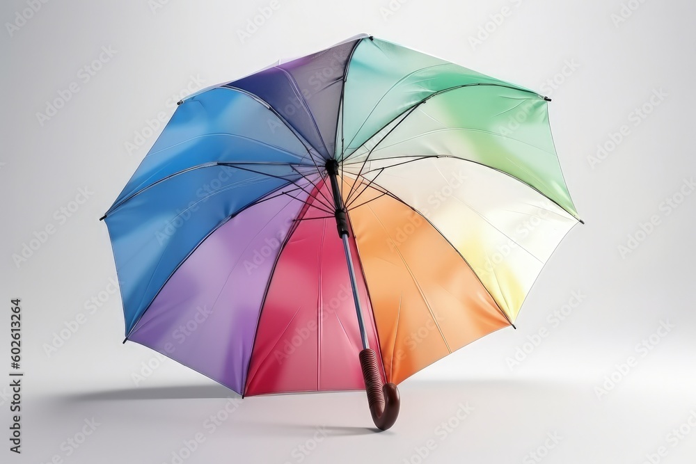 Colorful umbrella on white background, rainbow, digital illustration. Generative AI Colorful umbrella on white background, rainbow, digital illustration. Generative AI