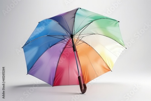Colorful umbrella on white background  rainbow  digital illustration. Generative AI