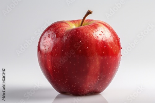 Red apple on white background, digital illustration. Generative AI