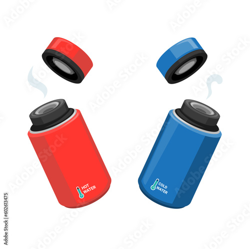 Thermos Tumbler Hot and Cold Water Symbol Cartoon illustration vector