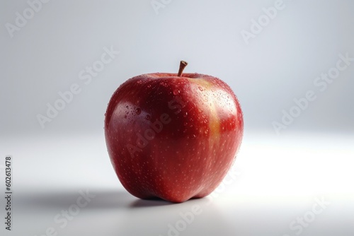 Red apple on white background, digital illustration. Generative AI