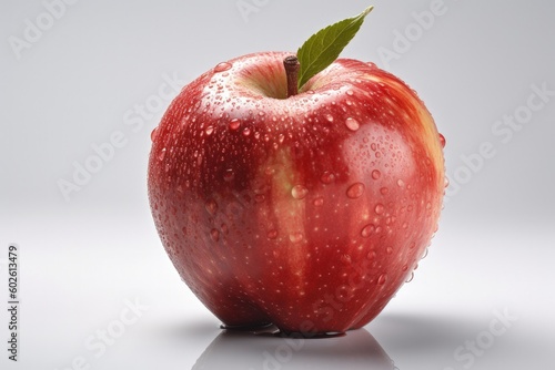 Red apple on white background  digital illustration. Generative AI