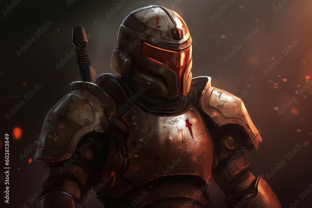 Warrior with armor, game character, anime style, digital illustration. Generative AI Warrior with armor, game character, anime style, digital illustration. Generative AI