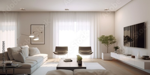 Contemporary Stylish Living Room Design AI Generated © ArquitecAi